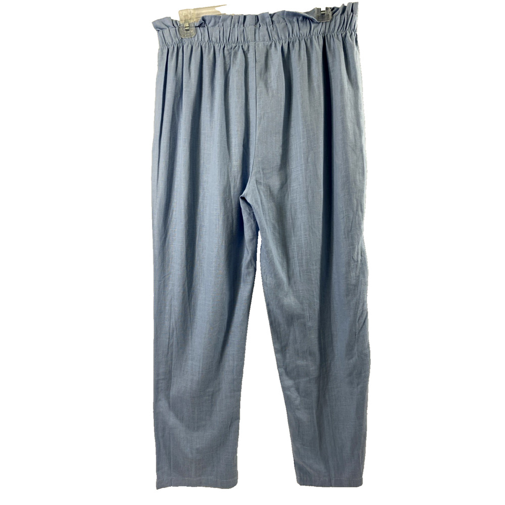 Como Vintage Pants‎ Womens Large Linen Blend Light Blue High Waist Coastal - Picture 2 of 10